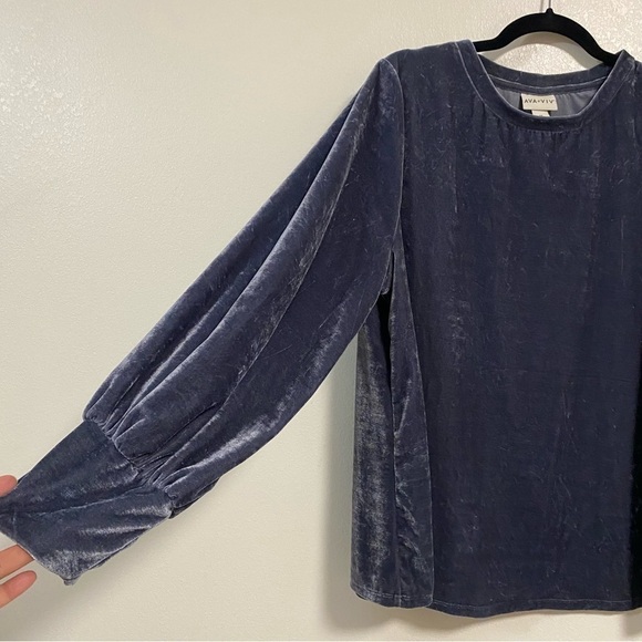 Ava & Viv Crushed Velvet Long Sleeve Top Size 1X - Picture 9 of 9